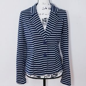 Check & stripe Knit Navy White Jacket/Blazer